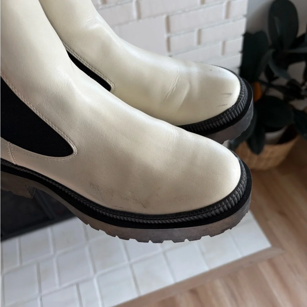 BCBG Paris Black and Cream Ankle Boots